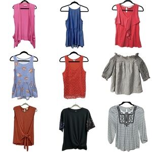 (9 Piece) Womens Clothing Lot Bundle Size XS S Tops Sleeveless Short 3/4 Sleeve